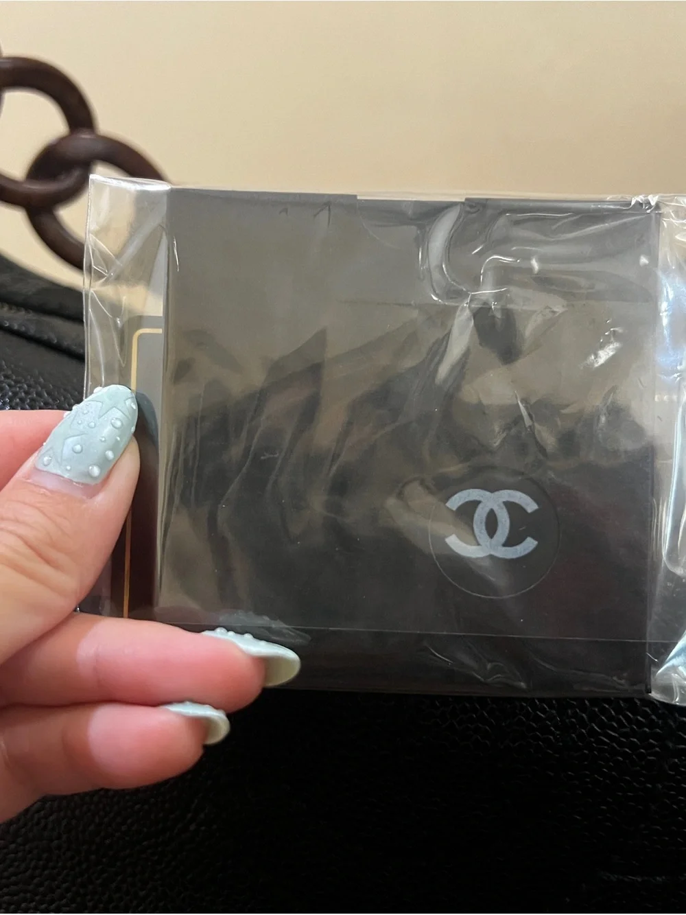 Chanel Vintage Caviar CC Wood Chain Hobo